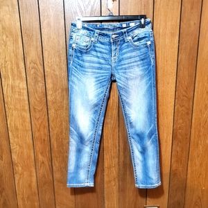 Miss Me Jeans Women Signature Ankle Skinny Embellished Rhinestones Size 29